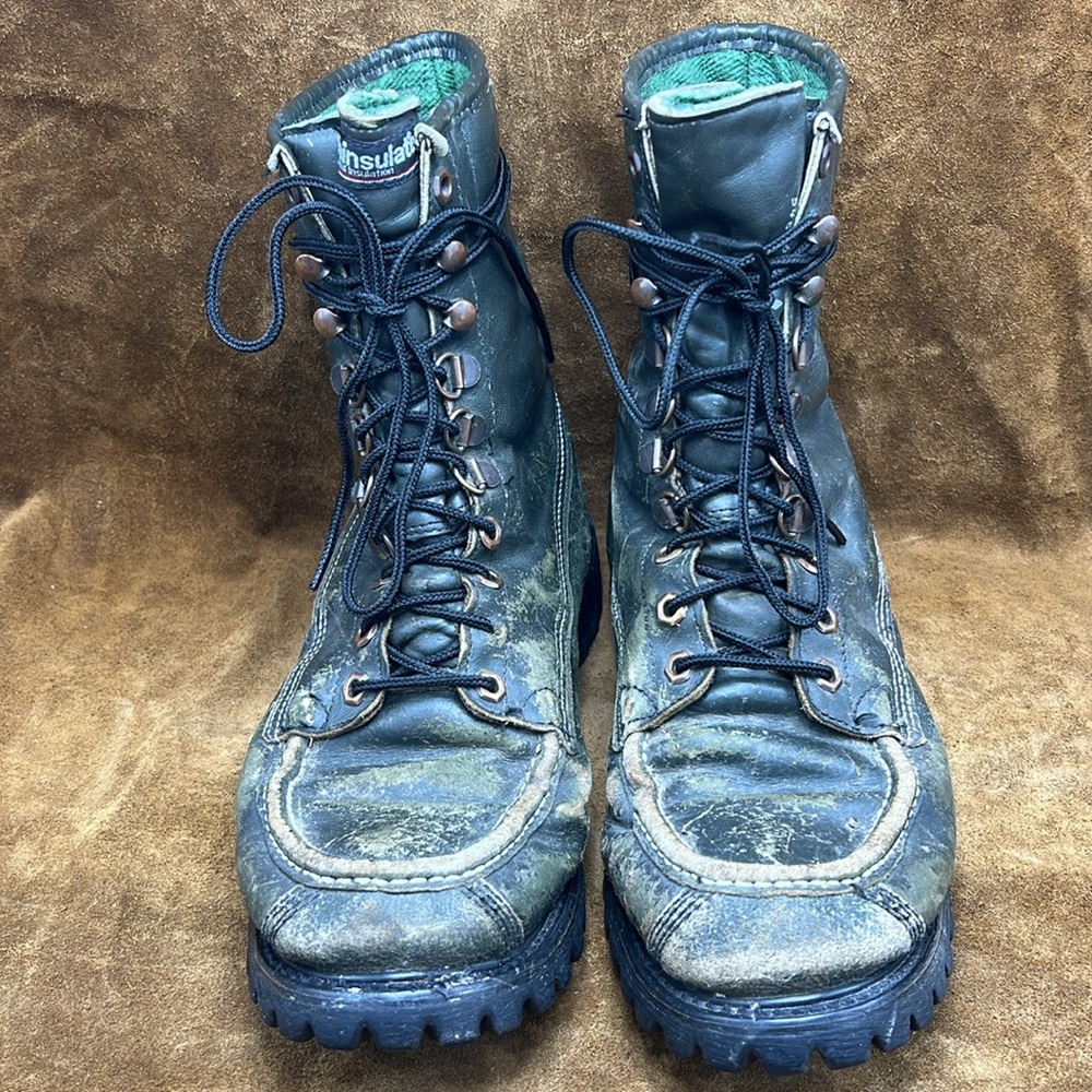 Rugged Incredible Hulk Vintage Green Leather Work Boots - Picture 4 of 12